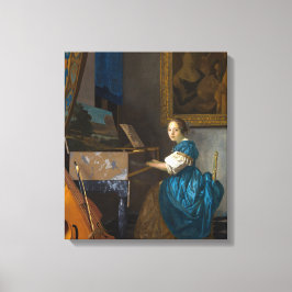 Johannes Vermeer - Lady sitzt bei einer Jungfrau Leinwanddruck