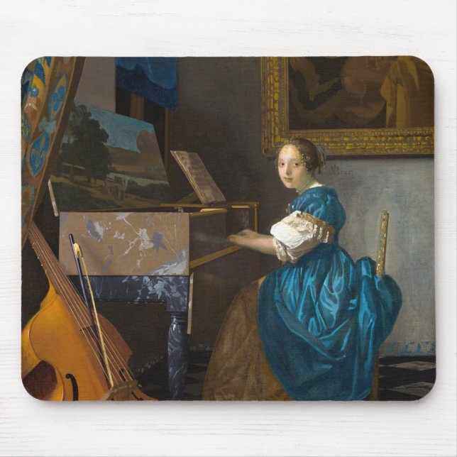 Johannes Vermeer - Lady sitzt bei einer Jungfrau Mousepad (Vorne)
