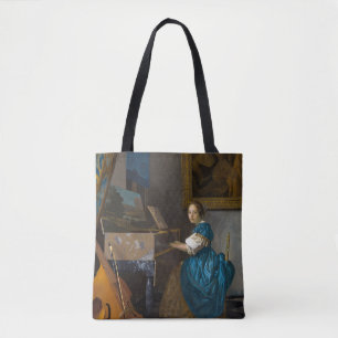Johannes Vermeer - Lady sitzt bei einer Jungfrau Tasche