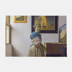 Johannes Vermeer - Lady Stehend bei einer Jungfrau Fußmatte