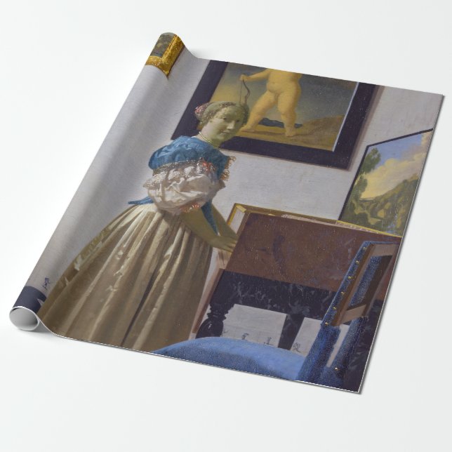 Johannes Vermeer - Lady Stehend bei einer Jungfrau Geschenkpapier (Ungerollt)