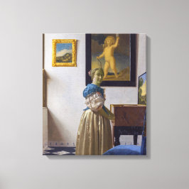 Johannes Vermeer - Lady Stehend bei einer Jungfrau Leinwanddruck
