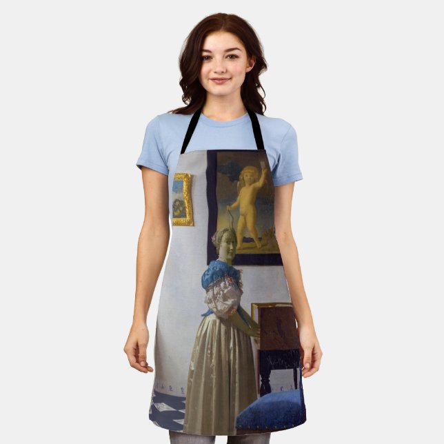 Johannes Vermeer - Lady Stehend bei einer Jungfrau Schürze (Getragen)