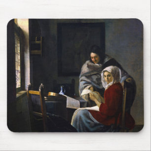 Johannes Vermeer - Mädchen beim Musikunterricht un Mousepad