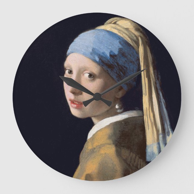 JOHANNES VERMEER - Mädchen mit einem Perlenohrring Große Wanduhr (Vorderseite)