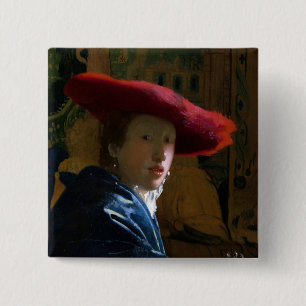 Johannes Vermeer - Mädchen mit einem Red Hat Button