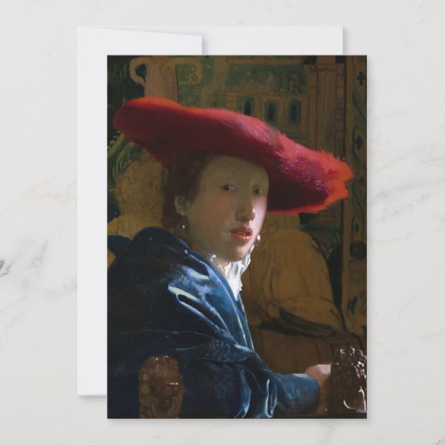 Johannes Vermeer - Mädchen mit einem Red Hat Dankeskarte (Vorderseite)
