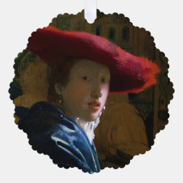 Johannes Vermeer - Mädchen mit einem Red Hat Ornament Karte