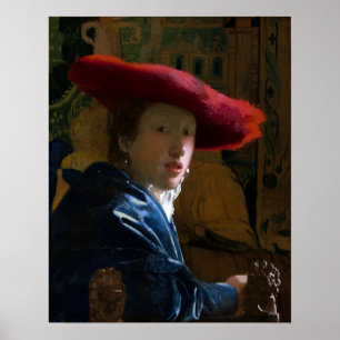 Johannes Vermeer - Mädchen mit einem Red Hat Poster