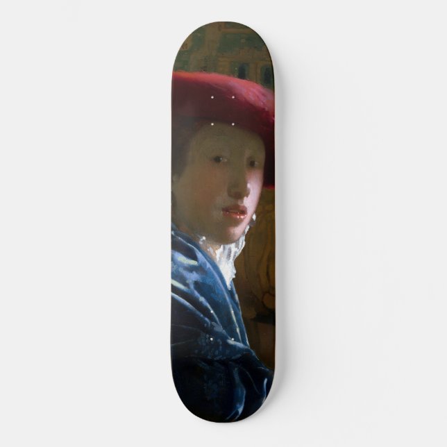 Johannes Vermeer - Mädchen mit einem Red Hat Skateboard (Vorderseite)