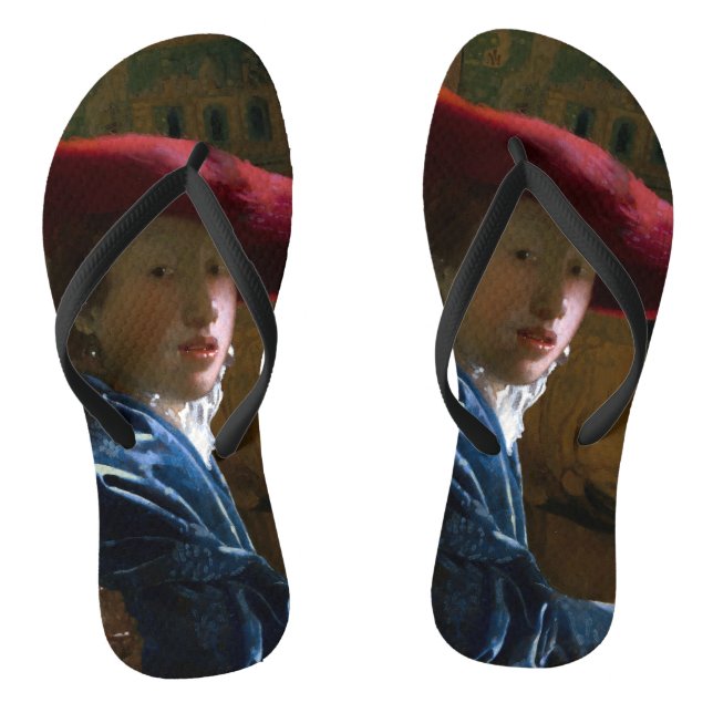 Johannes Vermeer - Mädchen mit einem Red Hat Windo Flip Flops (Fußbett)