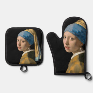 Johannes Vermeer - Mädchen mit Perle Ofenhandschuh & Topflappen-Set