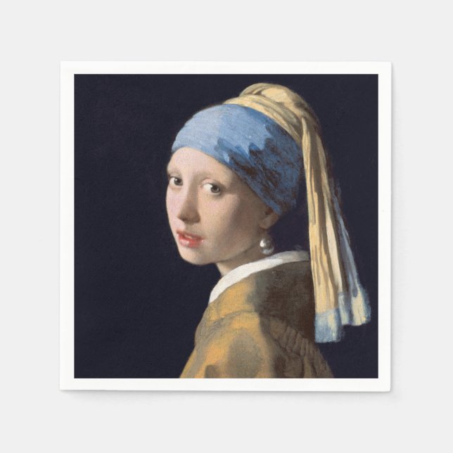 JOHANNES VERMEER - Mädchen mit Perlenohrring 1665 Serviette (Vorderseite)