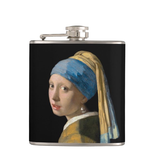 Johannes Vermeer - Mädchen mit Perlenohrring Flachmann (Vorderseite)
