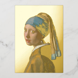 Johannes Vermeer - Mädchen mit Perlenohrring Folien Feiertagskarte