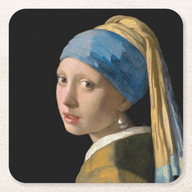 Johannes Vermeer - Mädchen mit Perlenohrring Rechteckiger Pappuntersetzer (Vorderseite)