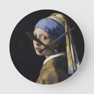 Johannes Vermeer - Mädchen mit Perlenohrring Runde Wanduhr