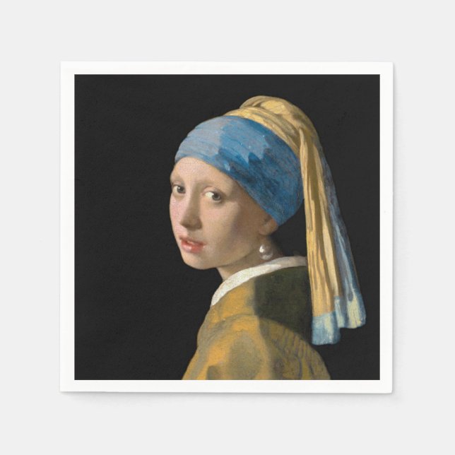 Johannes Vermeer - Mädchen mit Perlenohrring Serviette (Vorderseite)