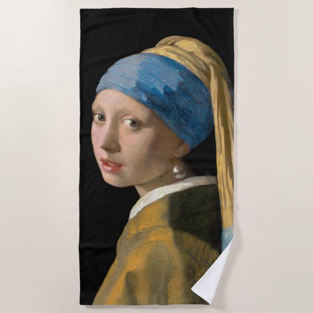 Johannes Vermeer - Mädchen mit Perlenohrring Strandtuch (Vorderseite)