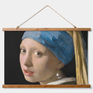 Johannes Vermeer - Mädchen mit Perlenohrring Wandteppich Mit Holzrahmen