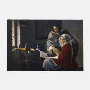 Johannes Vermeer - Mädchen unterbricht ihre Musik Fußmatte