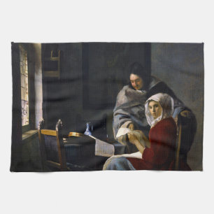 Johannes Vermeer - Mädchen unterbricht ihre Musik Geschirrtuch