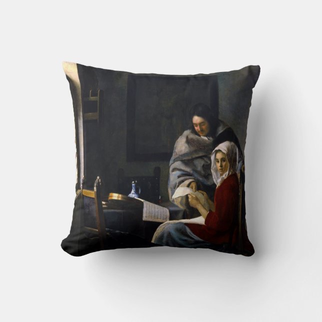 Johannes Vermeer - Mädchen unterbricht ihre Musik Kissen (Vorderseite)