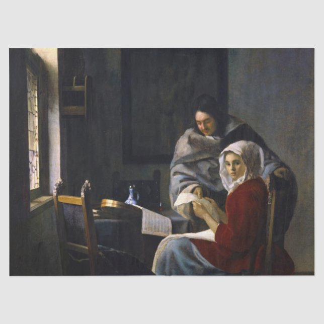 Johannes Vermeer - Mädchen unterbricht ihre Musik Seidenpapier (Vorderseite)