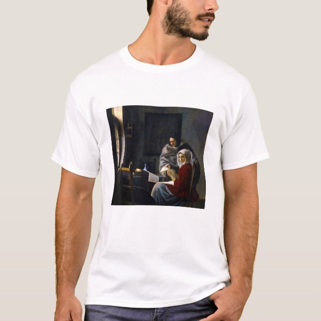 Johannes Vermeer - Mädchen unterbricht ihre Musik T-Shirt (Vorderseite)