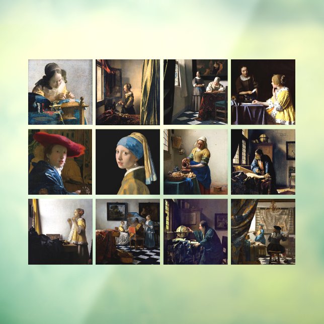 Johannes Vermeer - Masterpiece Grid Fensteraufkleber (Blatt 3)