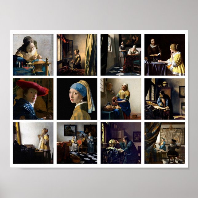 Johannes Vermeer - Masterpiece Grid Poster (Vorne)