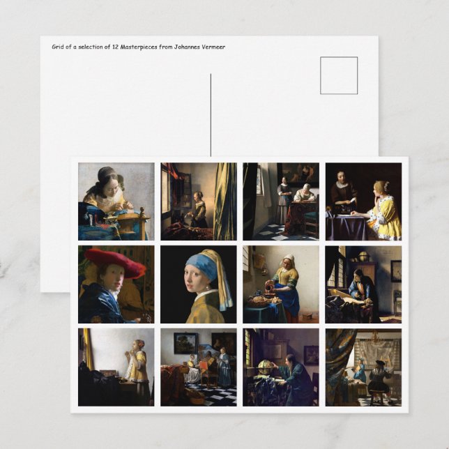 Johannes Vermeer - Masterpiece Grid Postkarte (Vorne/Hinten)
