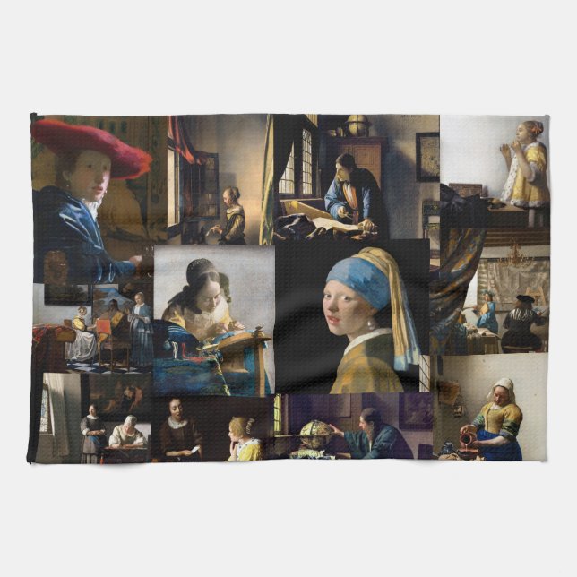 Johannes Vermeer - Meisterwerke Patchwork Geschirrtuch (Horizontal)