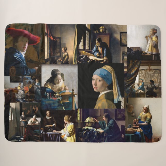 Johannes Vermeer - Meisterwerke Patchwork Sherpadecke (Vorderseite (Horizontal))