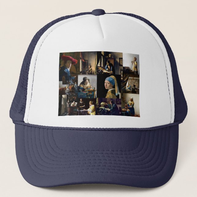 Johannes Vermeer - Meisterwerke Patchwork Truckerkappe (Vorderseite)