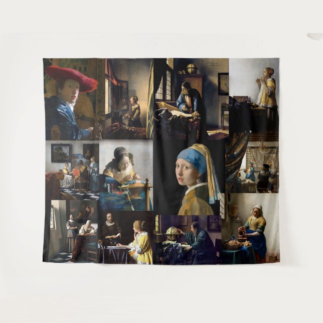 Johannes Vermeer - Meisterwerke Patchwork Wandteppich (Vorderseite (Horizontal))