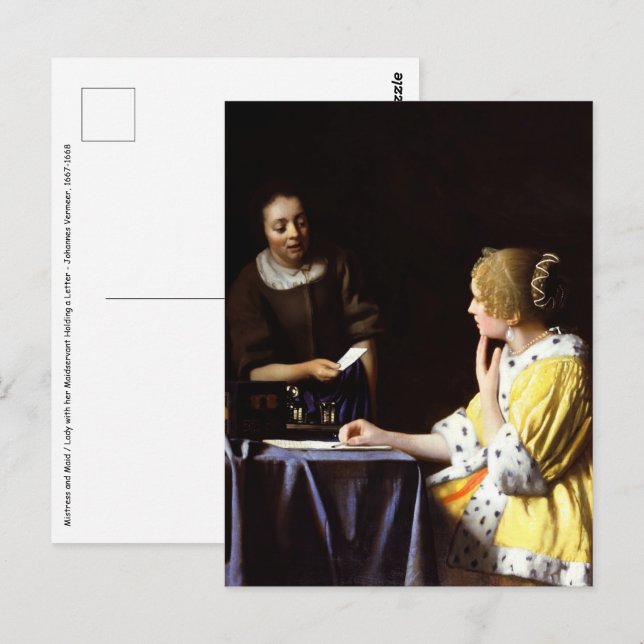 Johannes Vermeer - Ministerin und Frau Postkarte (Vorne/Hinten)