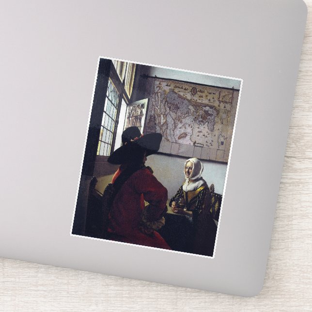 Johannes Vermeer, Officer und Laughing Girl Aufkleber (Detail)