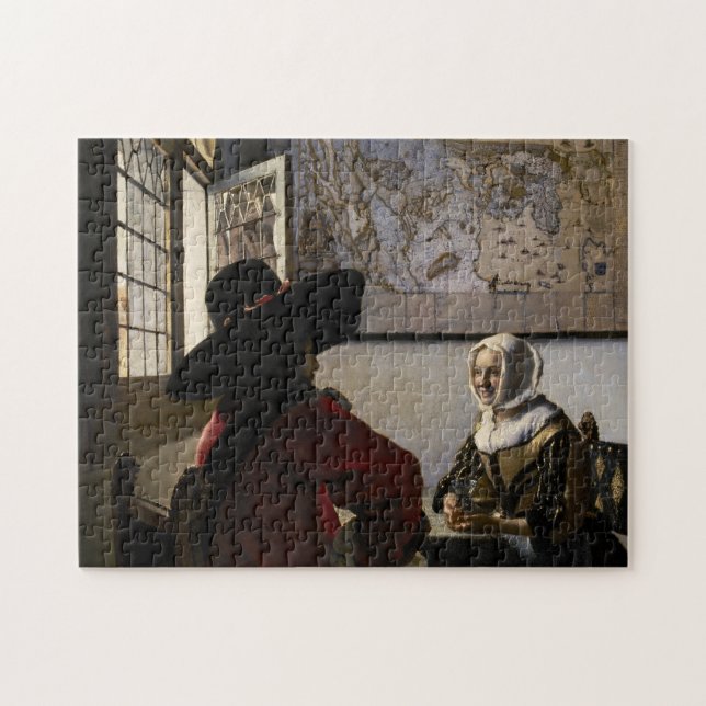 Johannes Vermeer - Offizier mit einem Laughing Gir (Horizontal)