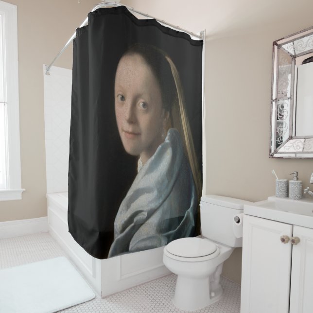 Johannes Vermeer - Studie über eine junge Frau Duschvorhang (Beispiel)