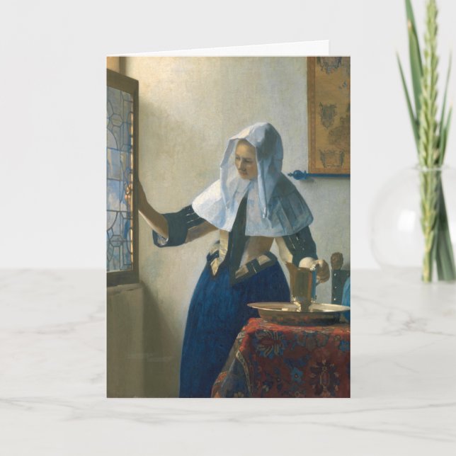 Johannes Vermeer Young Woman mit Wasserpitcher Karte (Vorderseite)