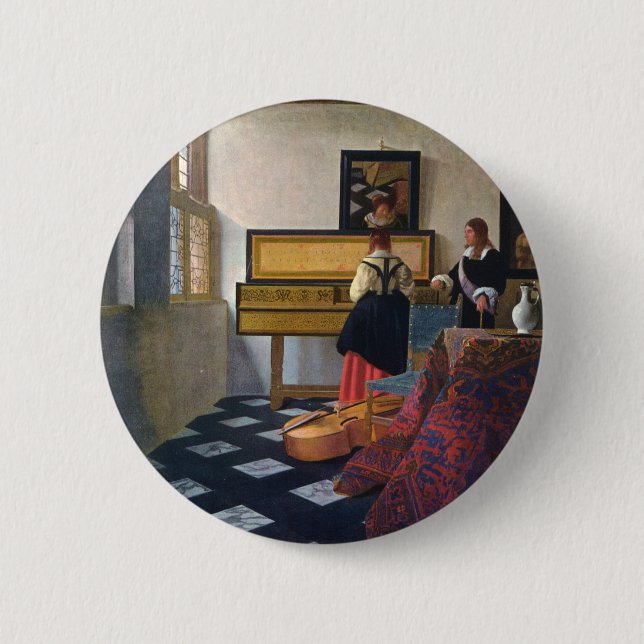 Johannes Vermeers Musikunterricht (ca. 1663) Button (Vorderseite)