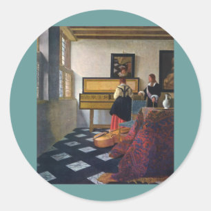 Johannes Vermeers Musikunterricht (ca. 1663) Runder Aufkleber