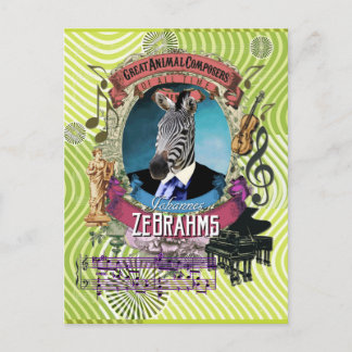Johannes Zebrahms Zebra Animal Composer Brahms Postkarte