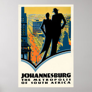 Johannesburg Art Deco Reiseplakat Südafrika Poster