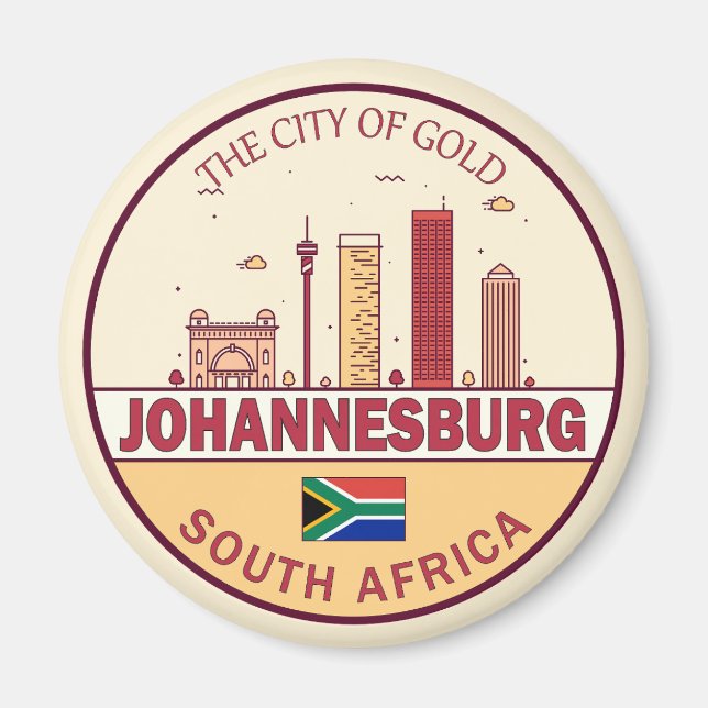 Johannesburg Südafrika Skyline Emblem Magnet (Vorne)
