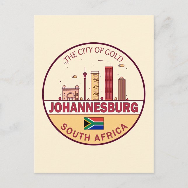 Johannesburg Südafrika Skyline Emblem Postkarte (Vorderseite)