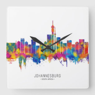 Johannesburg Südafrika Skyline Quadratische Wanduhr