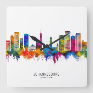 Johannesburg Südafrika Skyline Quadratische Wanduhr