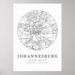 Johannesburg Südafrika Straßenkarte Poster